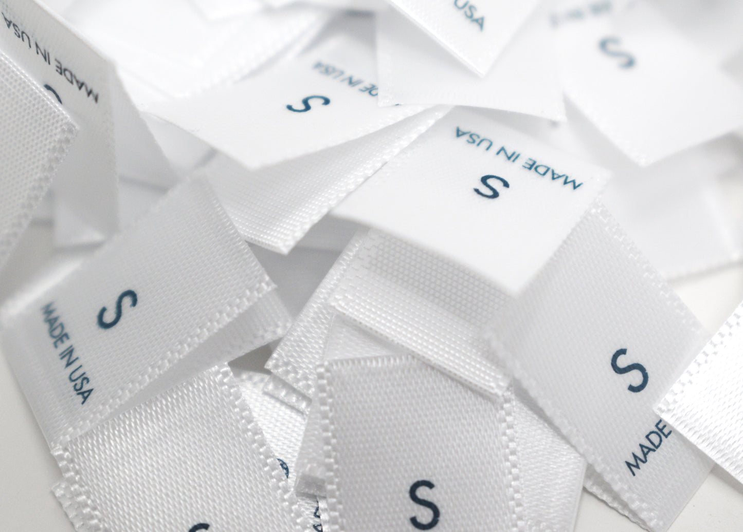 Printed White Satin Size Tabs