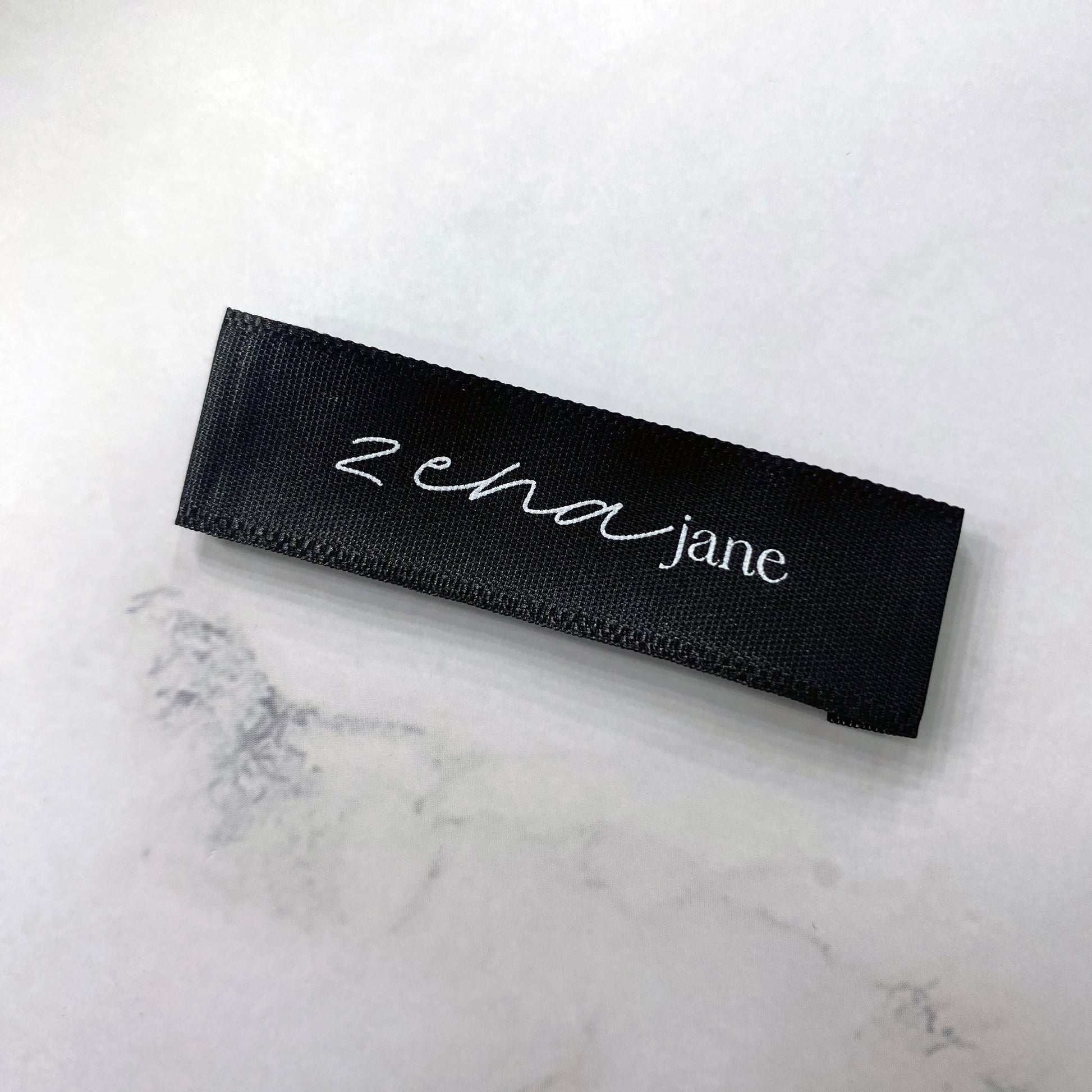 Simple Satin Text Tags- Small branding labels – EverEmblem